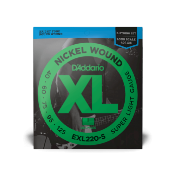 D´Addario EXL220-5 Nickel Wound 5-String Bass, Super Light, 40-125, Long Scale